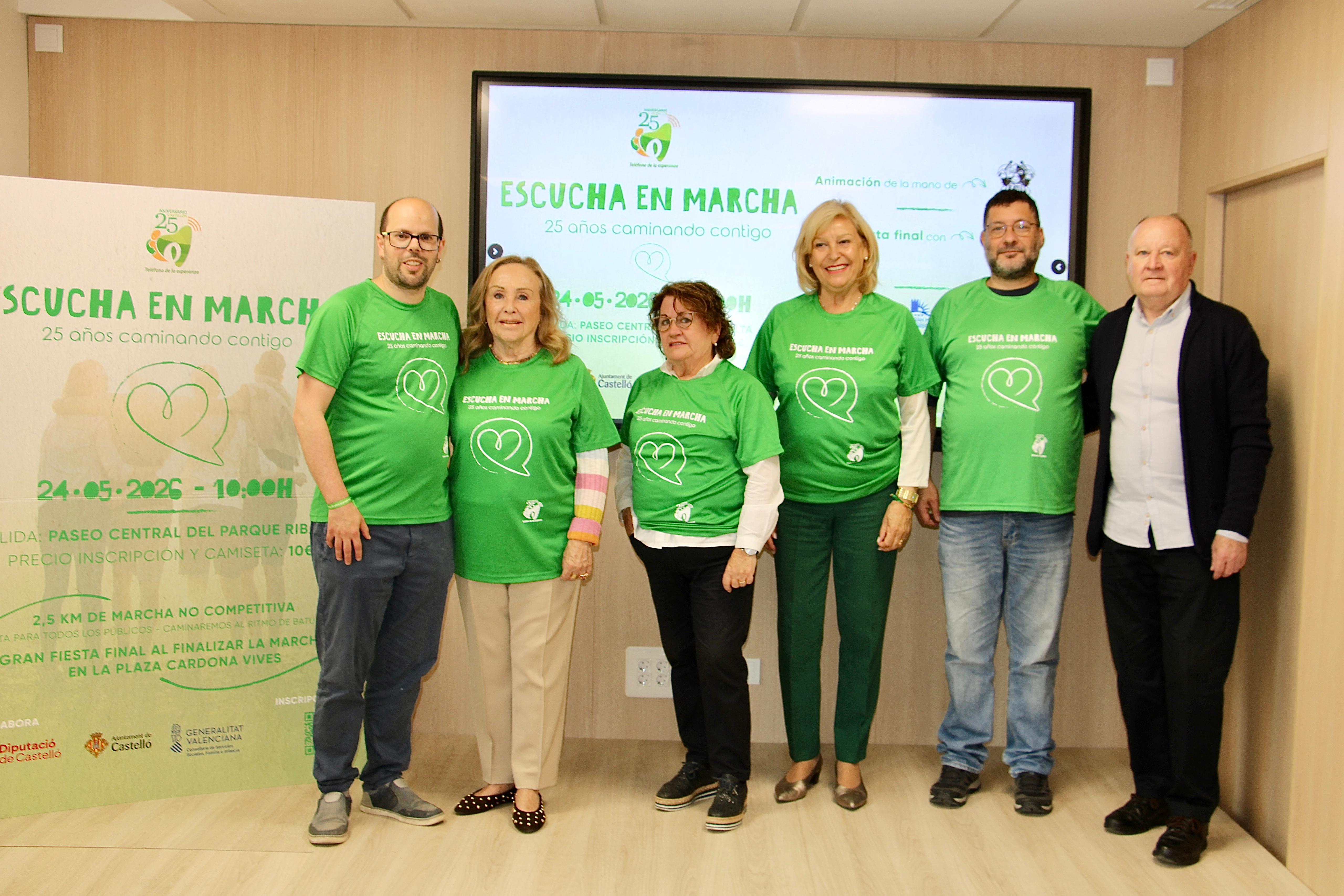 Castelló se suma al 25 aniversari del Telèfon de l'Esperança amb la caminada solidària “Escolta en marxa”