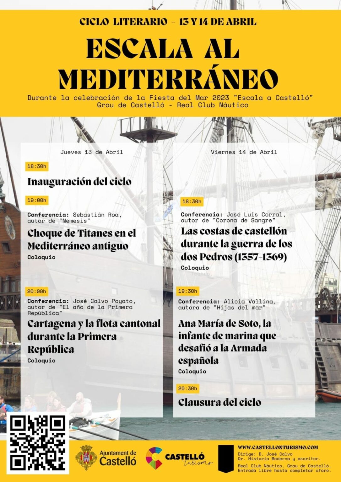 Castelló organitza el cicle literari ‘Escala al Mediterrani’ amb conferències el 13 i 14 d'abril
