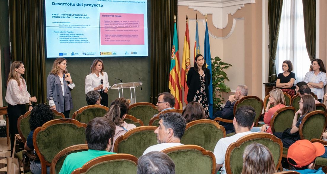 Castelló presenta l'equip que transformarà 18 patis escolars en oasis climàtics atenent les propostes de cada col·legi